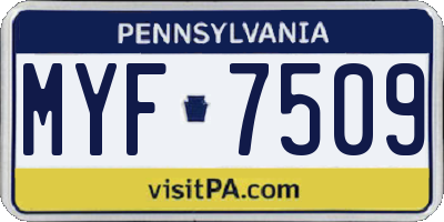 PA license plate MYF7509