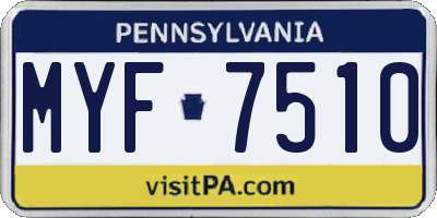PA license plate MYF7510