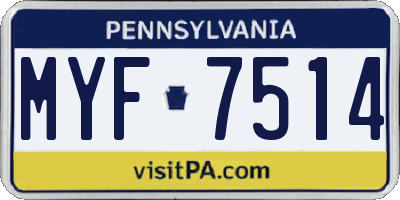 PA license plate MYF7514