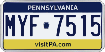 PA license plate MYF7515