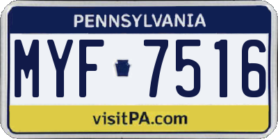 PA license plate MYF7516