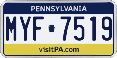 PA license plate MYF7519