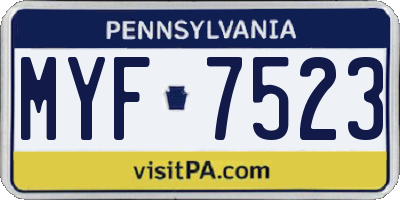PA license plate MYF7523