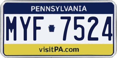 PA license plate MYF7524