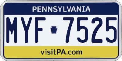 PA license plate MYF7525