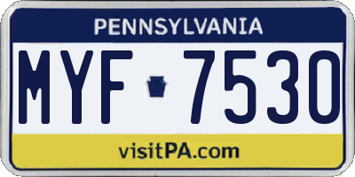 PA license plate MYF7530