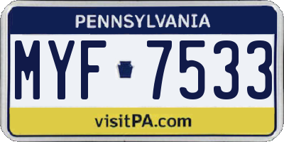 PA license plate MYF7533