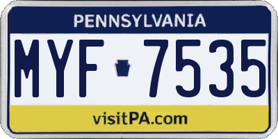 PA license plate MYF7535