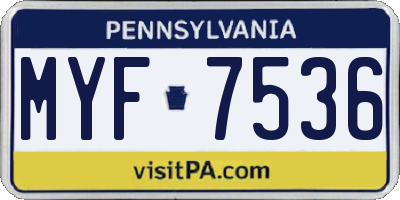 PA license plate MYF7536