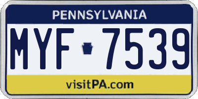 PA license plate MYF7539