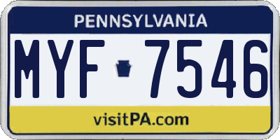 PA license plate MYF7546