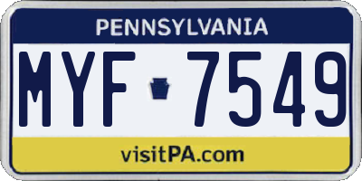 PA license plate MYF7549