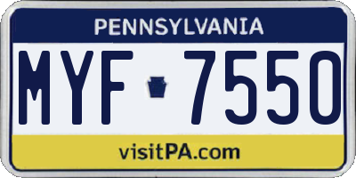 PA license plate MYF7550