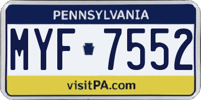 PA license plate MYF7552