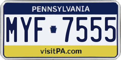 PA license plate MYF7555