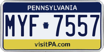 PA license plate MYF7557