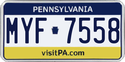 PA license plate MYF7558