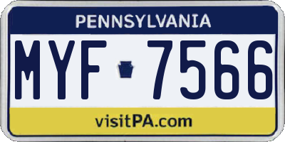 PA license plate MYF7566