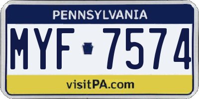 PA license plate MYF7574