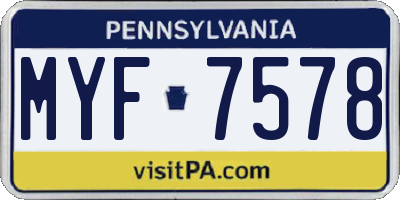 PA license plate MYF7578