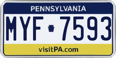 PA license plate MYF7593