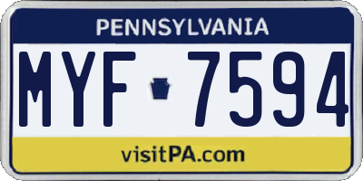 PA license plate MYF7594