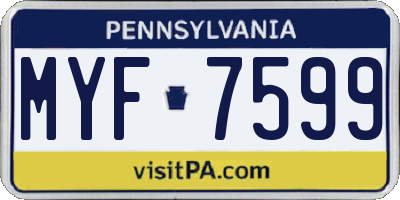PA license plate MYF7599