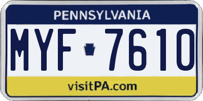 PA license plate MYF7610