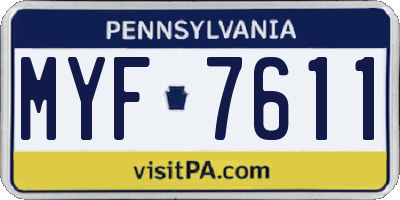 PA license plate MYF7611