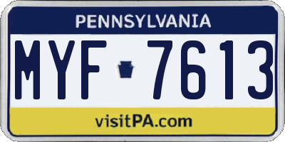 PA license plate MYF7613