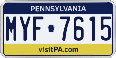 PA license plate MYF7615