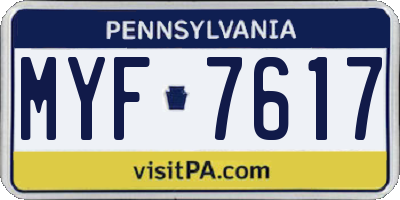 PA license plate MYF7617