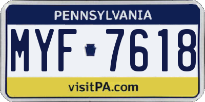 PA license plate MYF7618