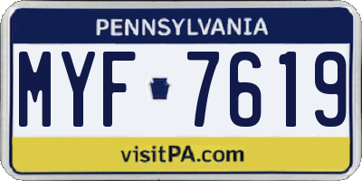 PA license plate MYF7619
