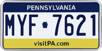 PA license plate MYF7621