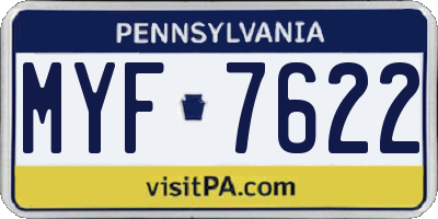 PA license plate MYF7622