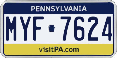 PA license plate MYF7624