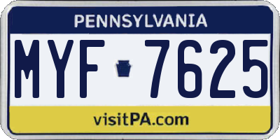 PA license plate MYF7625