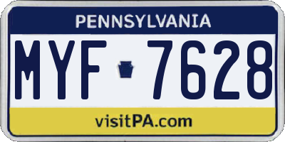 PA license plate MYF7628