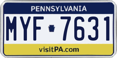 PA license plate MYF7631