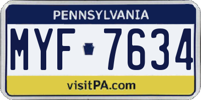 PA license plate MYF7634