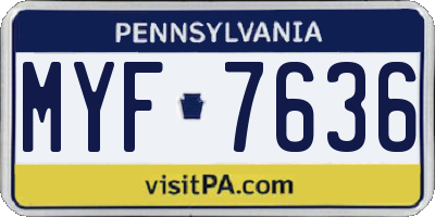 PA license plate MYF7636