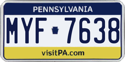 PA license plate MYF7638