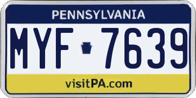 PA license plate MYF7639