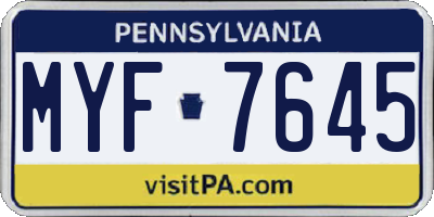 PA license plate MYF7645