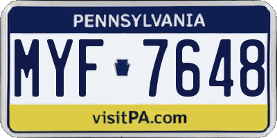PA license plate MYF7648