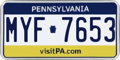 PA license plate MYF7653