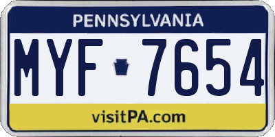 PA license plate MYF7654