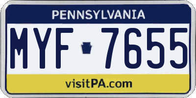 PA license plate MYF7655