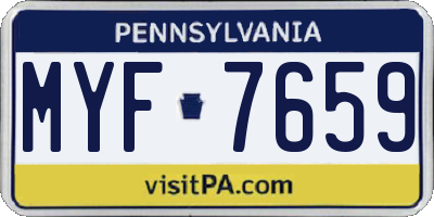 PA license plate MYF7659